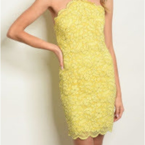 Yellow Show Stopper Halter Dress M - Picture 6 of 7